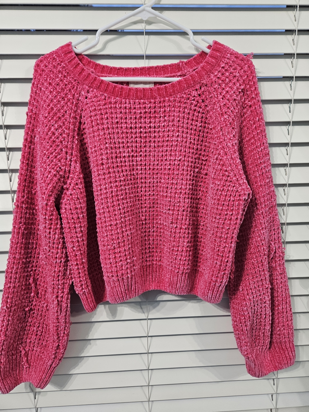 Altar'd State Bright Pink Waffle Knit Pullover